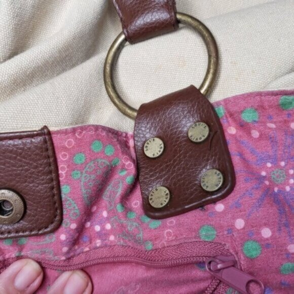 Levi's Shoulder Tote Bag Double Handle Snap Close Beige Cream Cotton - Picture 8 of 16